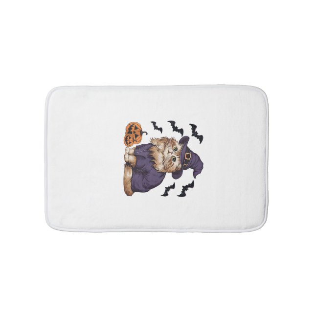 Funny Pumpkin Bat Witch Costume Persian Cat Hallow Bath Mat (Front)