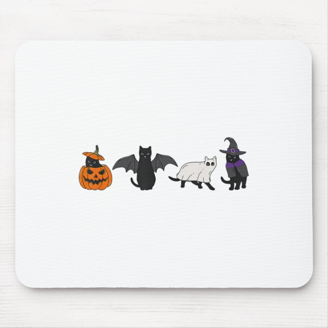 Funny Pumpkin Cat Ghost Black Cat Halloween For Ca Mouse Pad (Front)
