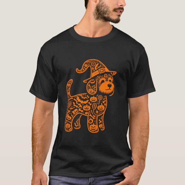 Funny Pumpkin Cockapoo Candy Halloween Mens Womens T-Shirt (Front)