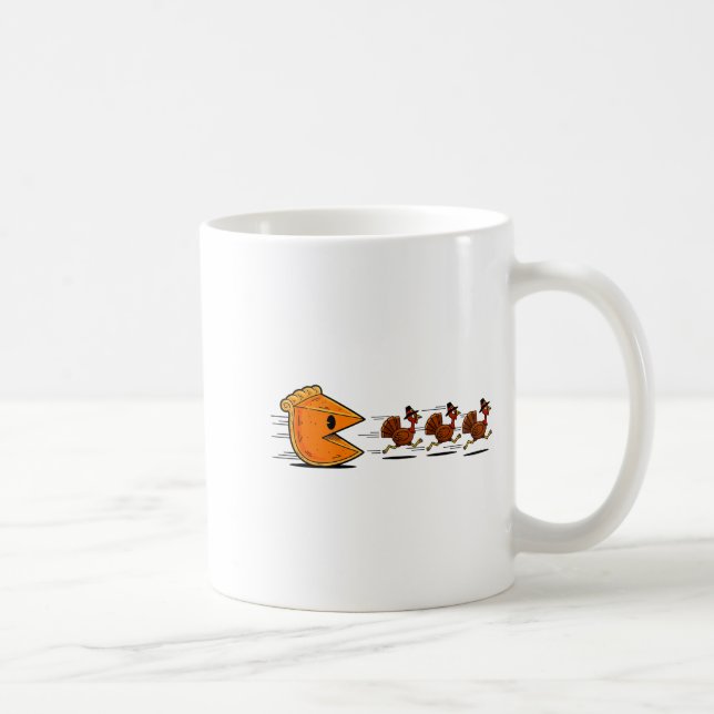 Funny Pumpkin E Chasing Turkey Gobble Fall Thanksg Coffee Mug (Right)