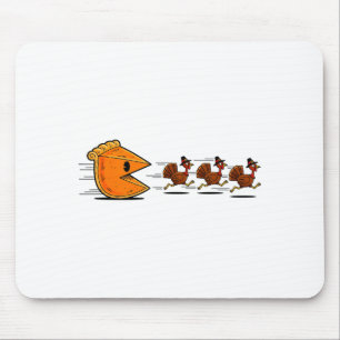 Funny Pumpkin E Chasing Turkey Gobble Fall Thanksg Mouse Pad