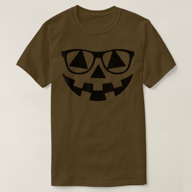 Funny Pumpkin Face Jack O Lantern Glasses Hallowee T-Shirt (Design Front)