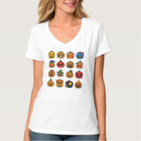 Funny Pumpkin Faces Halloween T-Shirt