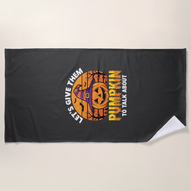 Funny Pumpkin Halloween Pun Design2 (1)_1 Beach Towel (Front)