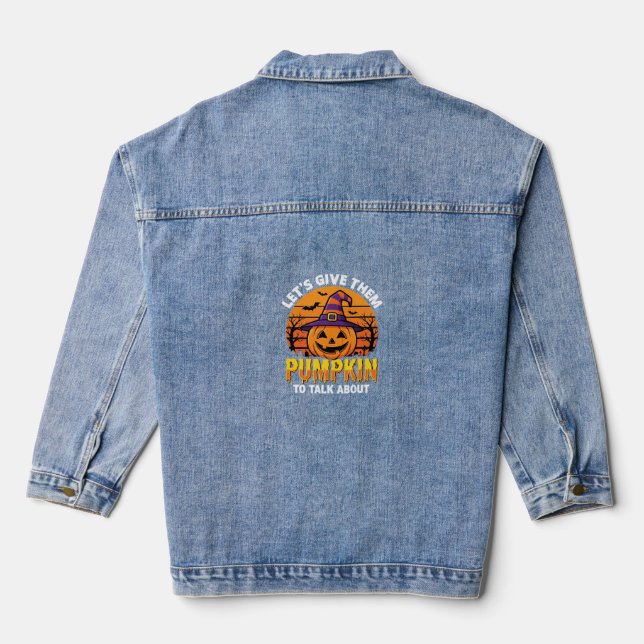 Funny Pumpkin Halloween Pun Design2 (1)_1 Denim Jacket (Back)