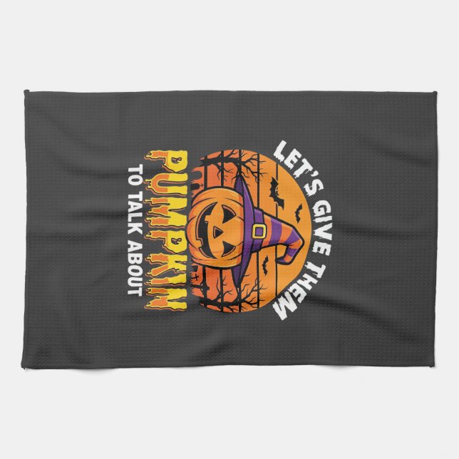 Funny Pumpkin Halloween Pun Design2 (1)_1 Tea Towel (Horizontal)