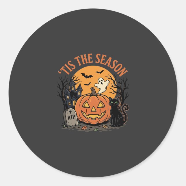 Funny Pumpkin Halloween Pun Design2 (2)_1 Classic Round Sticker (Front)