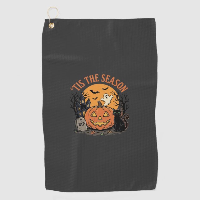 Funny Pumpkin Halloween Pun Design2 (2)_1 Golf Towel (Front)