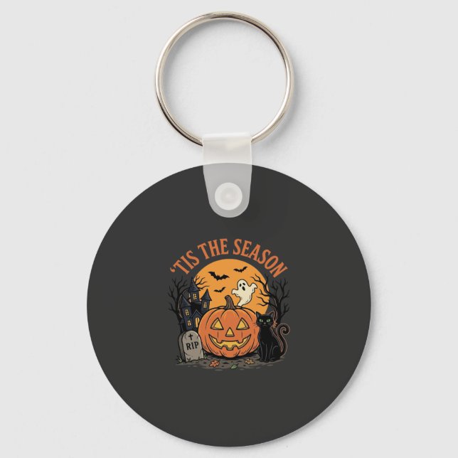 Funny Pumpkin Halloween Pun Design2 (2)_1 Key Ring (Front)