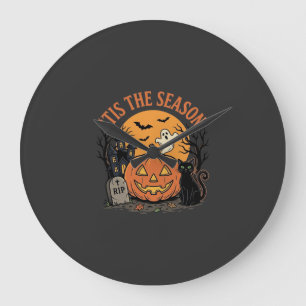 Funny Pumpkin Halloween Pun Design2 (2)_1 Large Clock