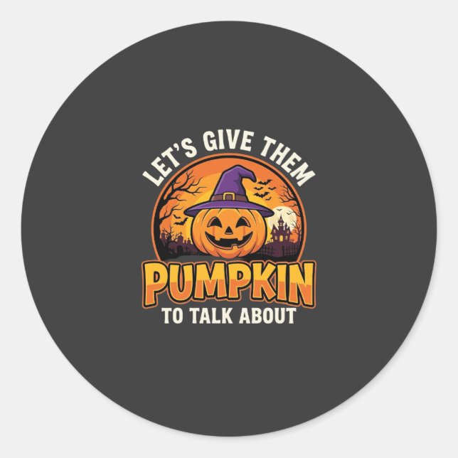 Funny Pumpkin Halloween Pun Design_1 Classic Round Sticker (Front)