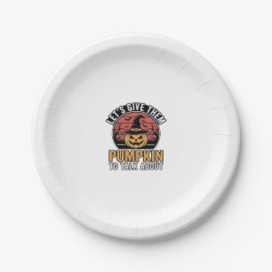 Funny Pumpkin Halloween Vintage Shirt Design_1 Paper Plate