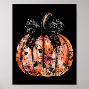 Funny Pumpkin Happy Halloween Lace Coquette Bow Gi Poster
