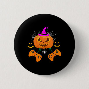 Funny Pumpkin Jack O Lantern Video Gamer  6 Cm Round Badge