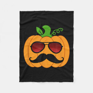 Funny Pumpkin Moustache Sungles Halloween Dad Dadd Fleece Blanket
