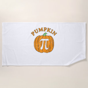Funny Pumpkin Pie Halloween Thanksgiving Pumpkin P Beach Towel