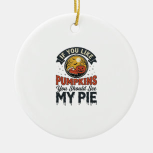 Funny Pumpkin Pie Halloween Vintage Shirt Design_1 Ceramic Tree Decoration