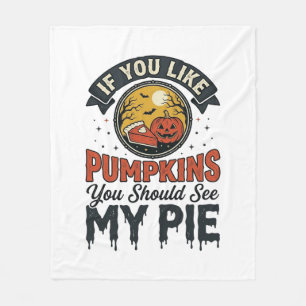 Funny Pumpkin Pie Halloween Vintage Shirt Design_1 Fleece Blanket