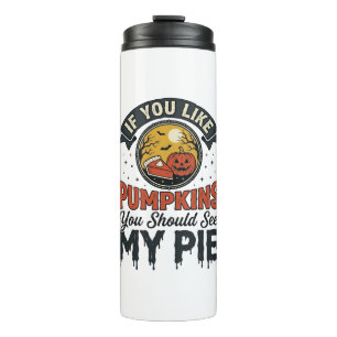 Funny Pumpkin Pie Halloween Vintage Shirt Design_1 Thermal Tumbler