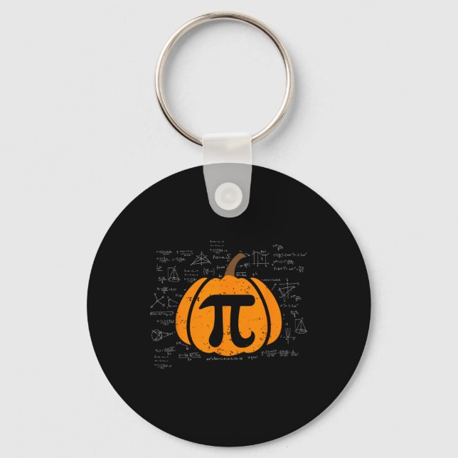 Funny Pumpkin Pie Math Teacher Halloween Thanksgiv Key Ring (Front)