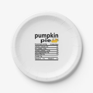 Funny Pumpkin Pie Nutrition Fact for Thanksgiving  Paper Plate