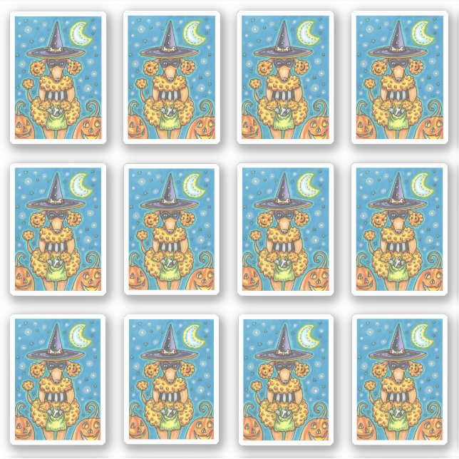 FUNNY PUMPKIN POODLE IN HALLOWEEN WITCH COSTUME (Front)