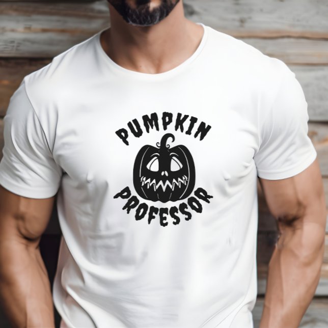 Funny pumpkin Professor black typography T-Shirt (Creator Uploaded)