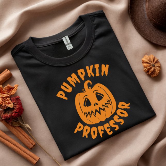 Funny pumpkin Professor orange typography T-Shirt (Creator Uploaded)