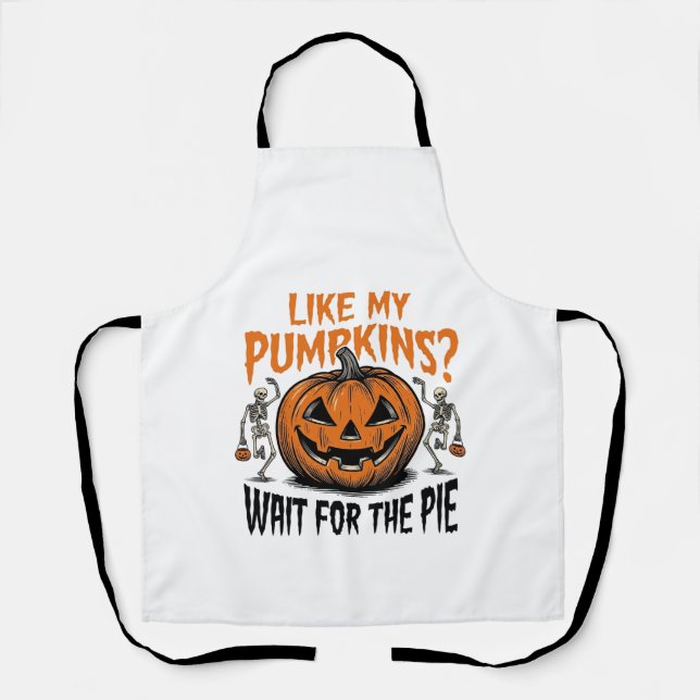Funny Pumpkin Skeleton Halloween Pie Shirt_1 Apron (Front)