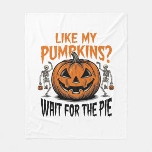 Funny Pumpkin Skeleton Halloween Pie Shirt_1 Fleece Blanket
