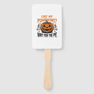Funny Pumpkin Skeleton Halloween Pie Shirt_1 Hand Fan