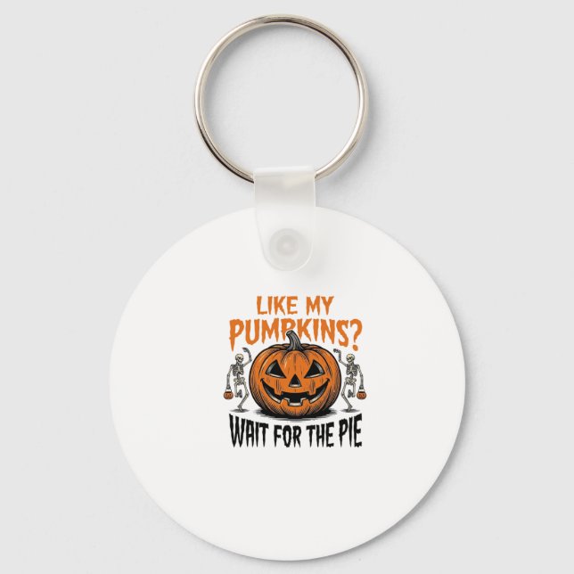 Funny Pumpkin Skeleton Halloween Pie Shirt_1 Key Ring (Front)