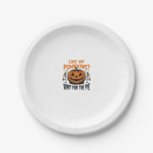 Funny Pumpkin Skeleton Halloween Pie Shirt_1 Paper Plate