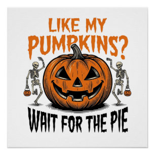 Funny Pumpkin Skeleton Halloween Pie Shirt_1 Poster