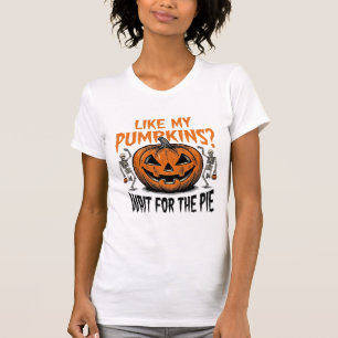 Funny Pumpkin Skeleton Halloween Pie Shirt_1 T-Shirt