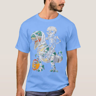 Funny Pumpkin Skeleton Riding Mummy Dinosaur T re  T-Shirt