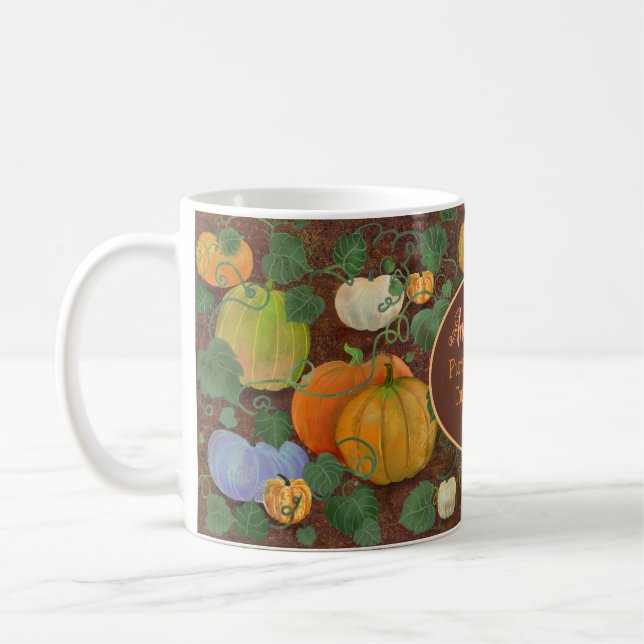 Funny Pumpkin Spice Connoisseur Freak Personalised Coffee Mug (Left)