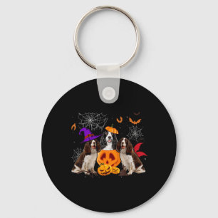 Funny Pumpkin Witch English Springer Spaniel Dog Key Ring