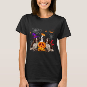 Funny Pumpkin Witch English Springer Spaniel Dog T-Shirt
