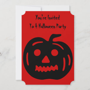 Funny pumpkin with cut out face fo halloween invitation