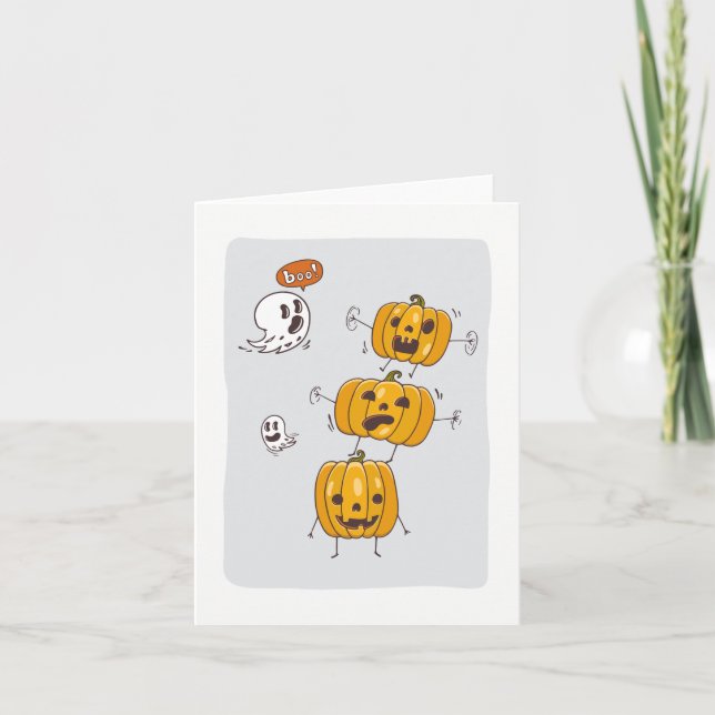 Funny Pumpkins and Ghosts Note Card (Front)