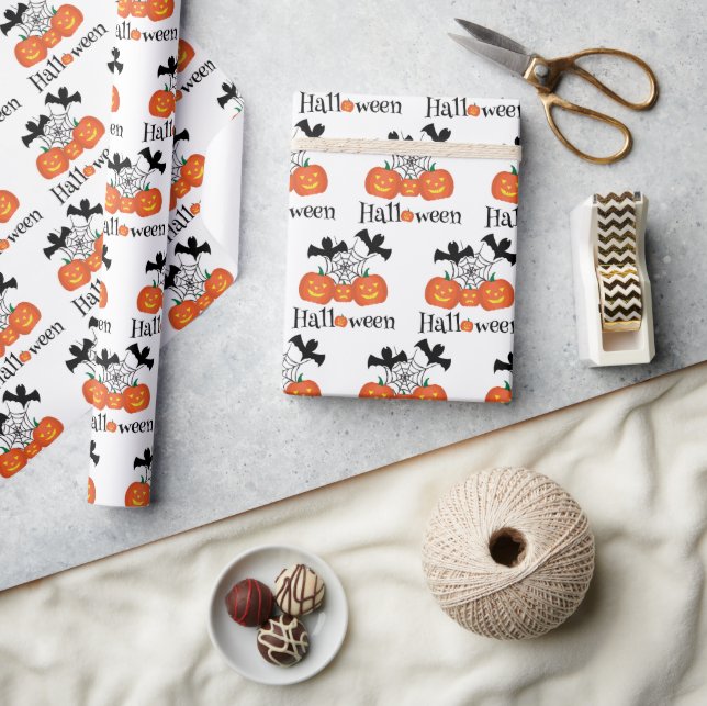 Funny pumpkins And Spiders Halloween Wrapping Paper (Crafts)