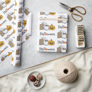 Funny Pumpkins Boo Spooky Halloween Wrapping Paper