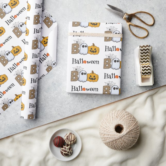  Funny Pumpkins Boo Spooky Halloween Wrapping Paper (Crafts)