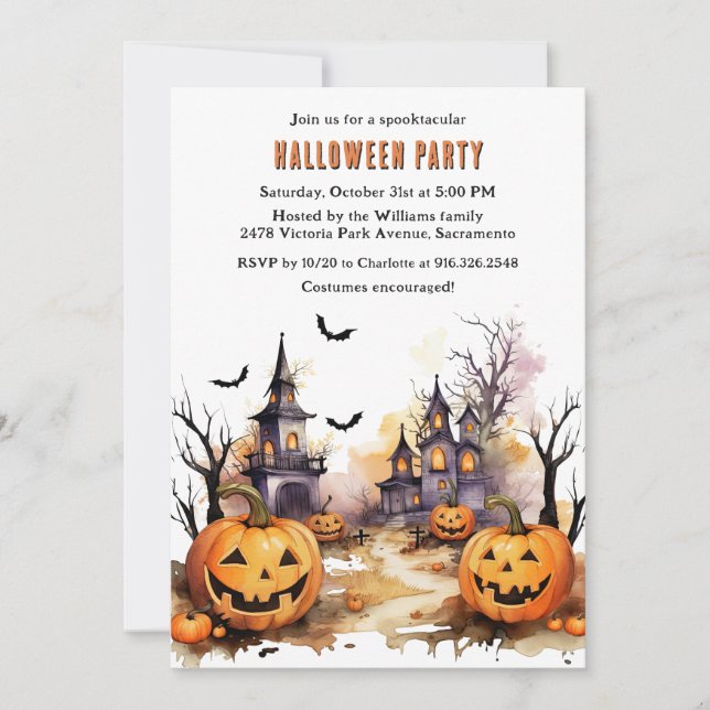 Funny Pumpkins Ghosts Kids Halloween Party Invitation (Front)