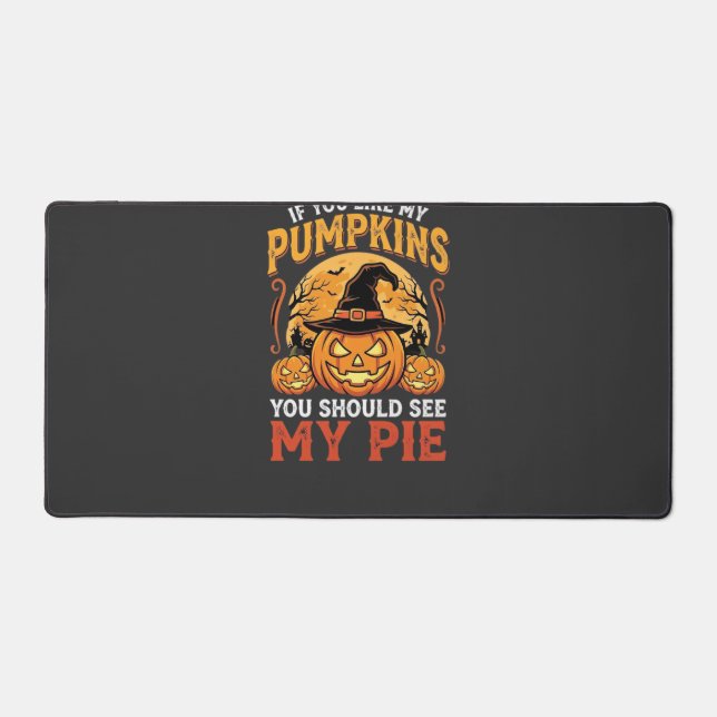 Funny Pumpkins Halloween Pie Design_1 Desk Mat (Front)