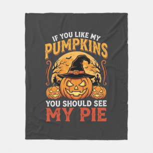 Funny Pumpkins Halloween Pie Design_1 Fleece Blanket