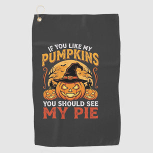 Funny Pumpkins Halloween Pie Design_1 Golf Towel