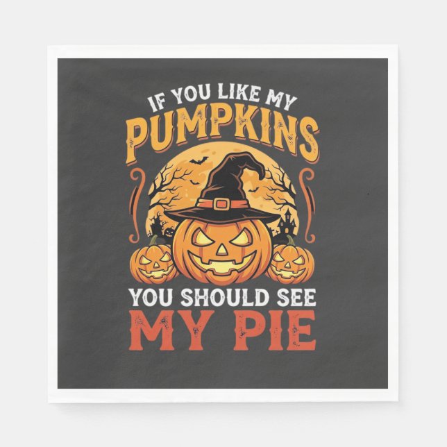 Funny Pumpkins Halloween Pie Design_1 Napkin (Front)