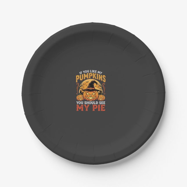 Funny Pumpkins Halloween Pie Design_1 Paper Plate (Front)